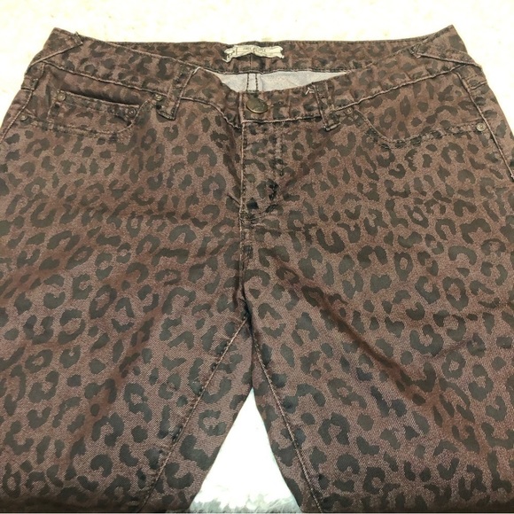 free People Womens Leopard Cheetah Print Stretch Crop Jeans Size 29 Brown 31x25 - Picture 5 of 11